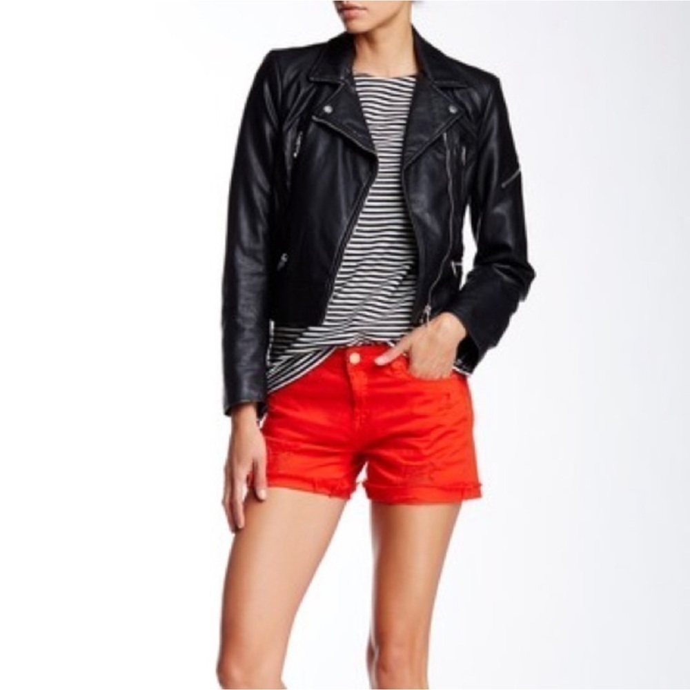 Blank NYC Denim Jean Shorts Red Size 24 = 0 “Crimson Wave” Distressed New NWT